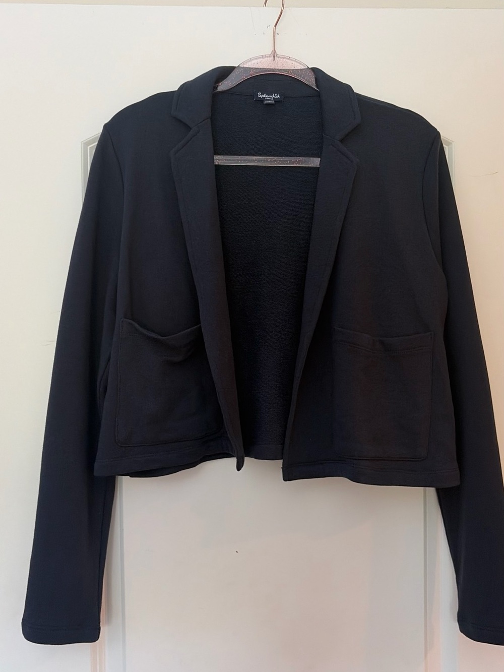 Splendid Navy Blue Open-Front Cropped Blazer